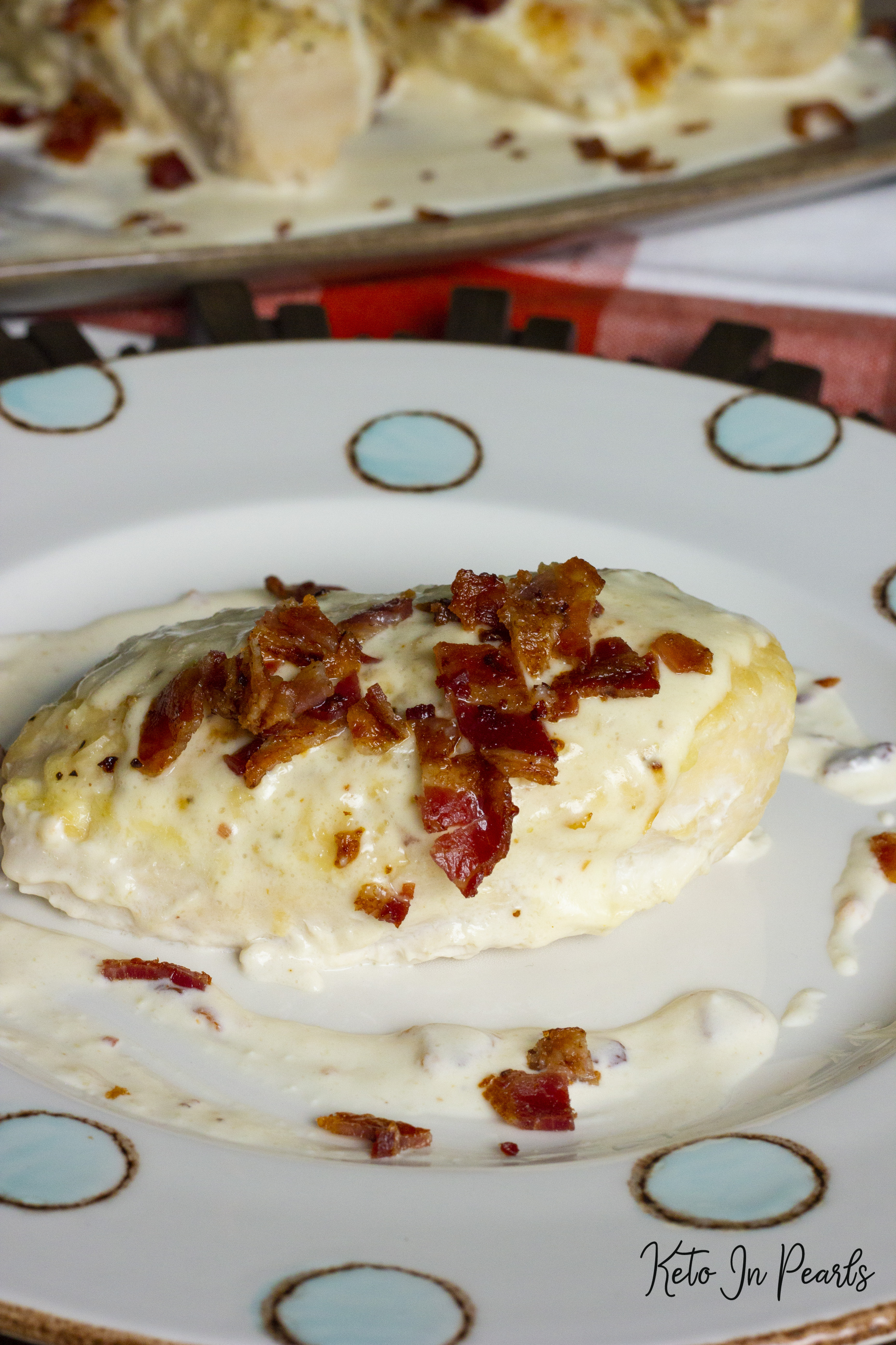 This recipe for keto chicken with bacon cream sauce is the most popular recipe on my blog. See what all the fuss is about with this amazing keto recipe!