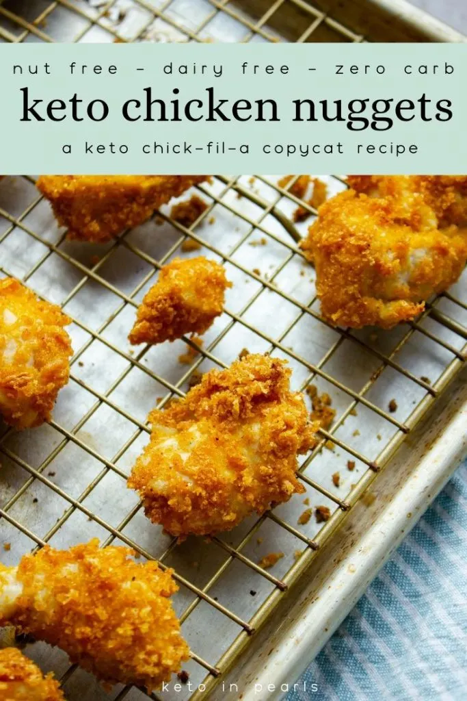 Zero carb keto chicken nuggets are grain free and nut free. A keto Chick-Fil-A copycat chicken nugget perfect with sugar free keto Chick-Fil-A sauce.