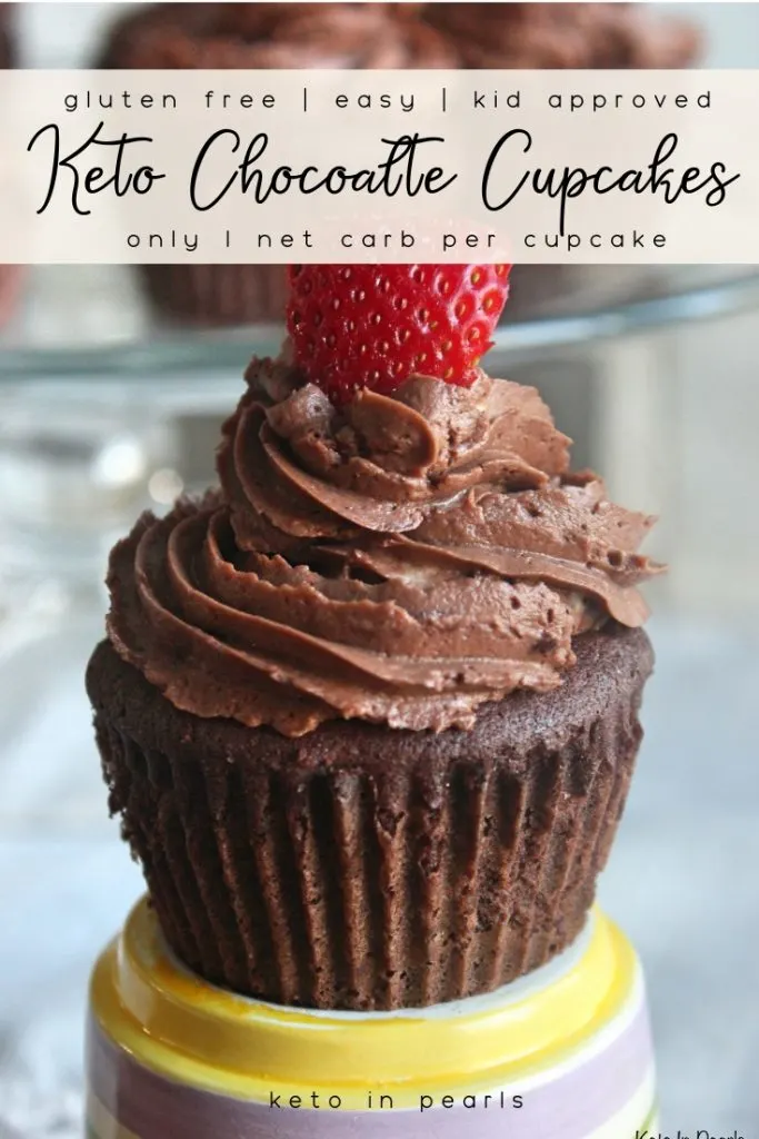 Sugar free, gluten free, and low carb chocolate cupcakes! Basic ingredients and easy enough for a weeknight treat! Only 1 net carb per cupcake.