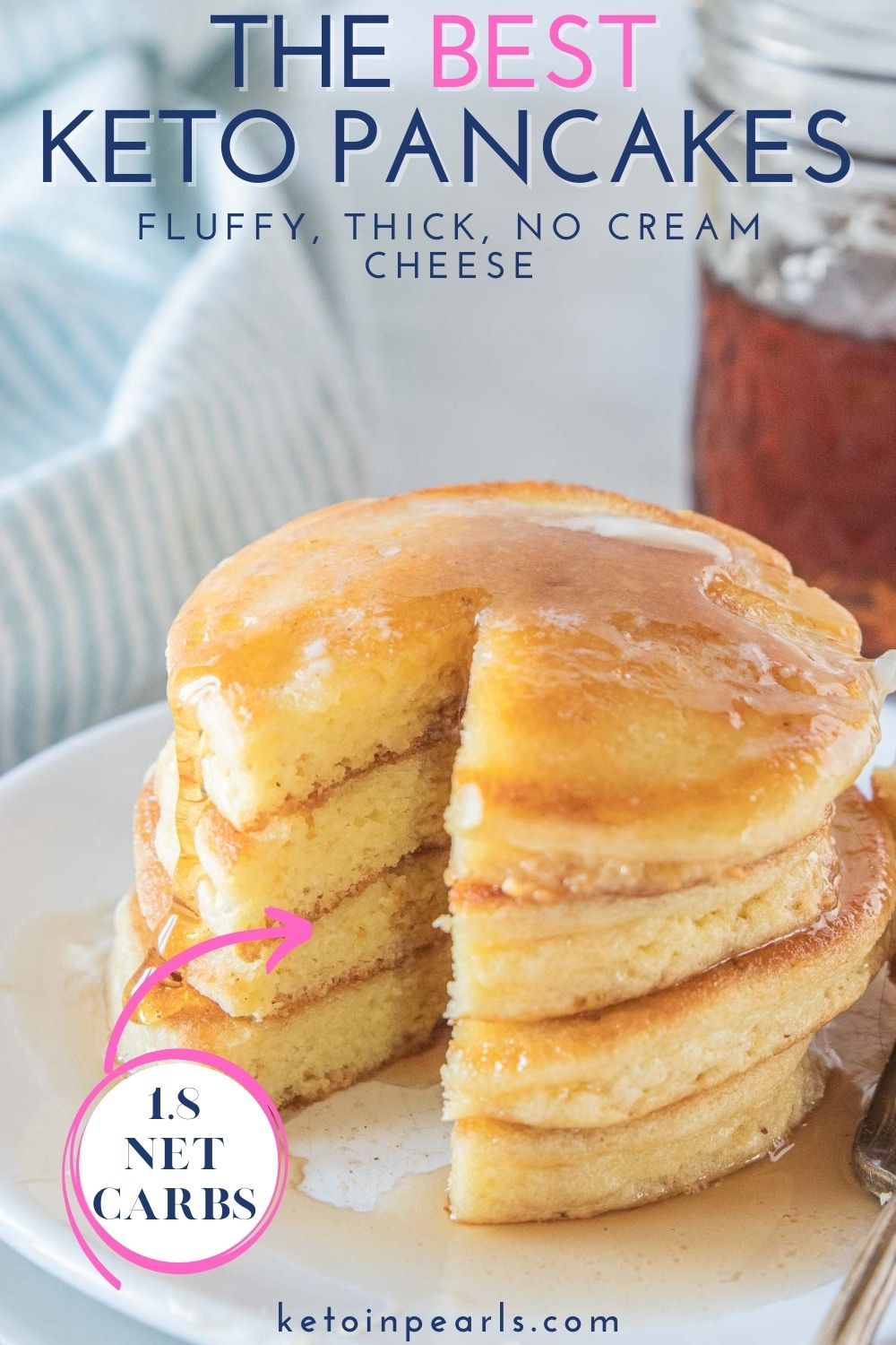 Look no further, these are truly the best keto pancakes! These fluffy keto pancakes are thick and buttery and made with no cream cheese. No other recipes can stack up to these best keto pancakes!