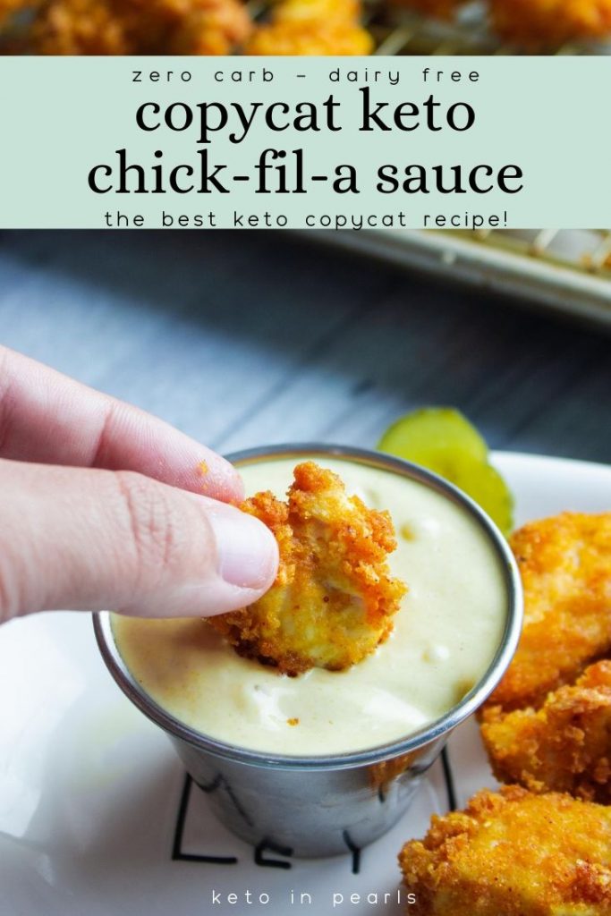 Zero carb and zero sugar keto Chick-Fil-A sauce. Perfect with copycat keto chicken nuggets. Kid friendly and mom approved!