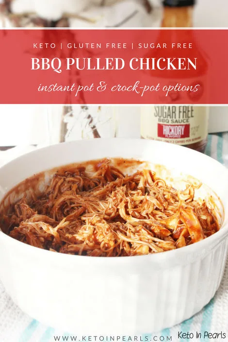 Keto bbq pulled chicken with zero sugar and only 2 net carbs.