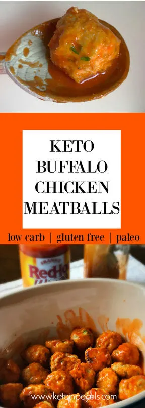Keto buffalo chicken meatballs are all the goodness of wings without the mess! A nearly zero carb keto snack for a keto party.