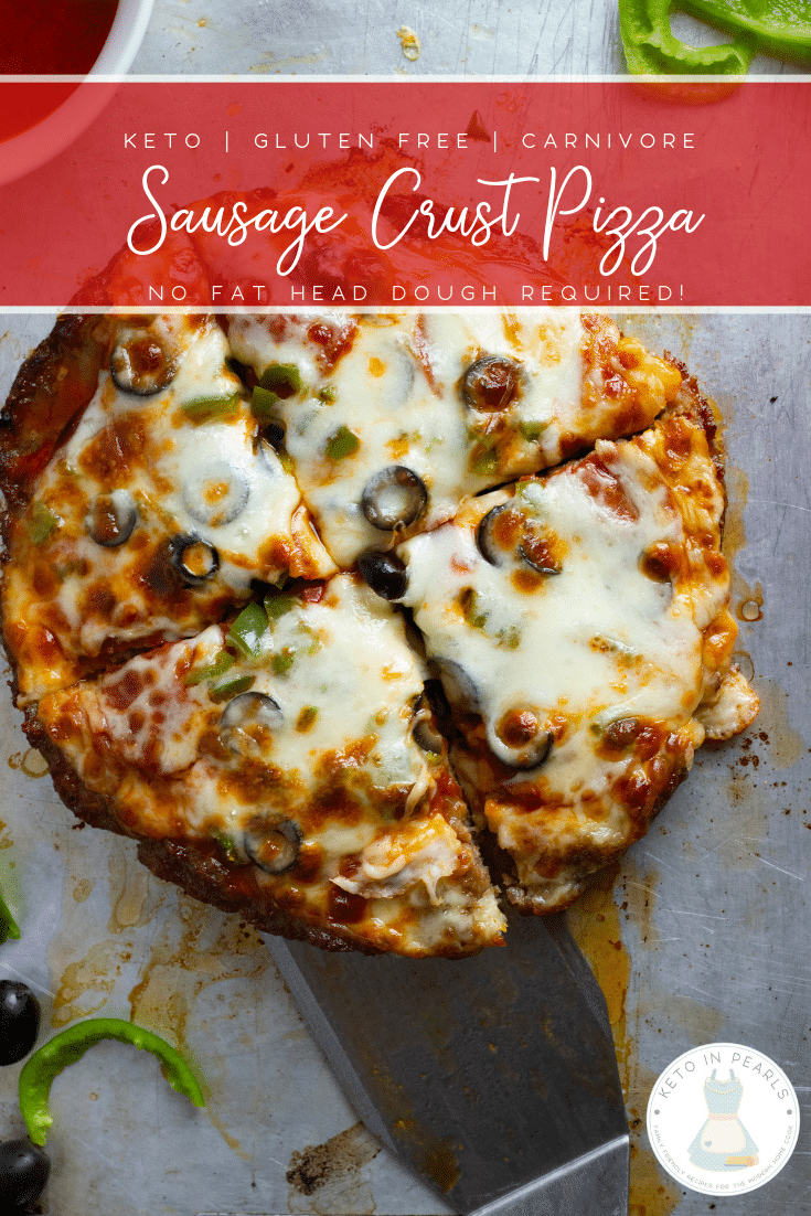 Crustless meat lovers keto pizza ready in under 30 minutes. Grain free, nut free, carnivore friendly, low carb, and keto friendly. 