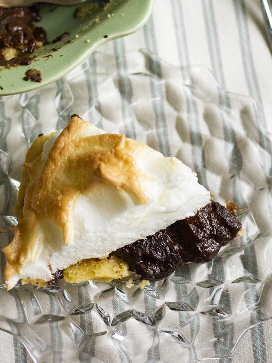 Keto chocolate pie with mile high meringue. Only 2.5 carbs per serving and basic ingredients!