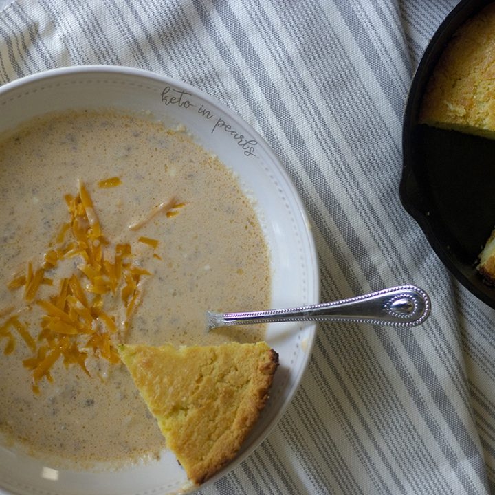A simple and comforting keto soup that can be made in the Instant Pot or Crock-Pot. You could even eat this for breakfast! Only 6 net carbs per serving. 