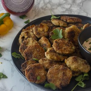 Spice things up on your next taco night with Fajita Chicken Nuggets. These low carb chicken nuggets pack a punch of Mexican heat and spice. Dip them in a spicy cilantro lime sauce for your low carb and gluten free fiesta! 