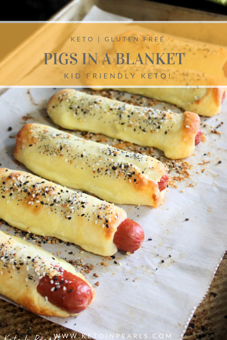 Keto pigs in a blanket! Ready in less than 30 minutes and only 5 net carbs per serving! The best kid friendly keto recipe!