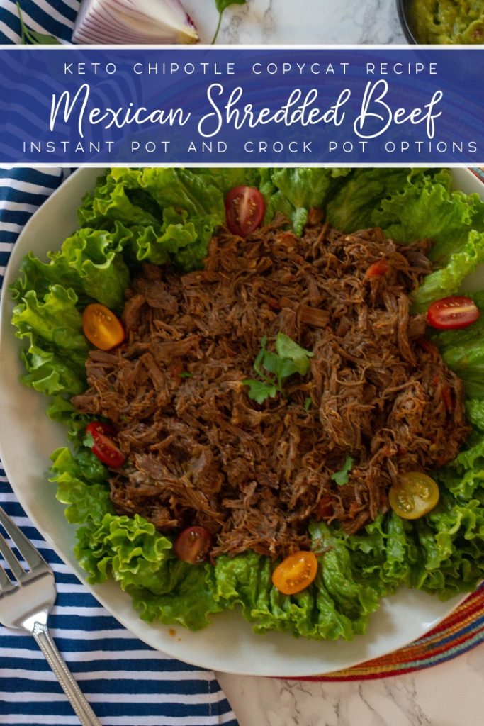 A keto Mexican pot roast for use in tacos, salads, or all on its own. Taste just like a keto Chipotle barbacoa. Instant Pot and slow cooker options.