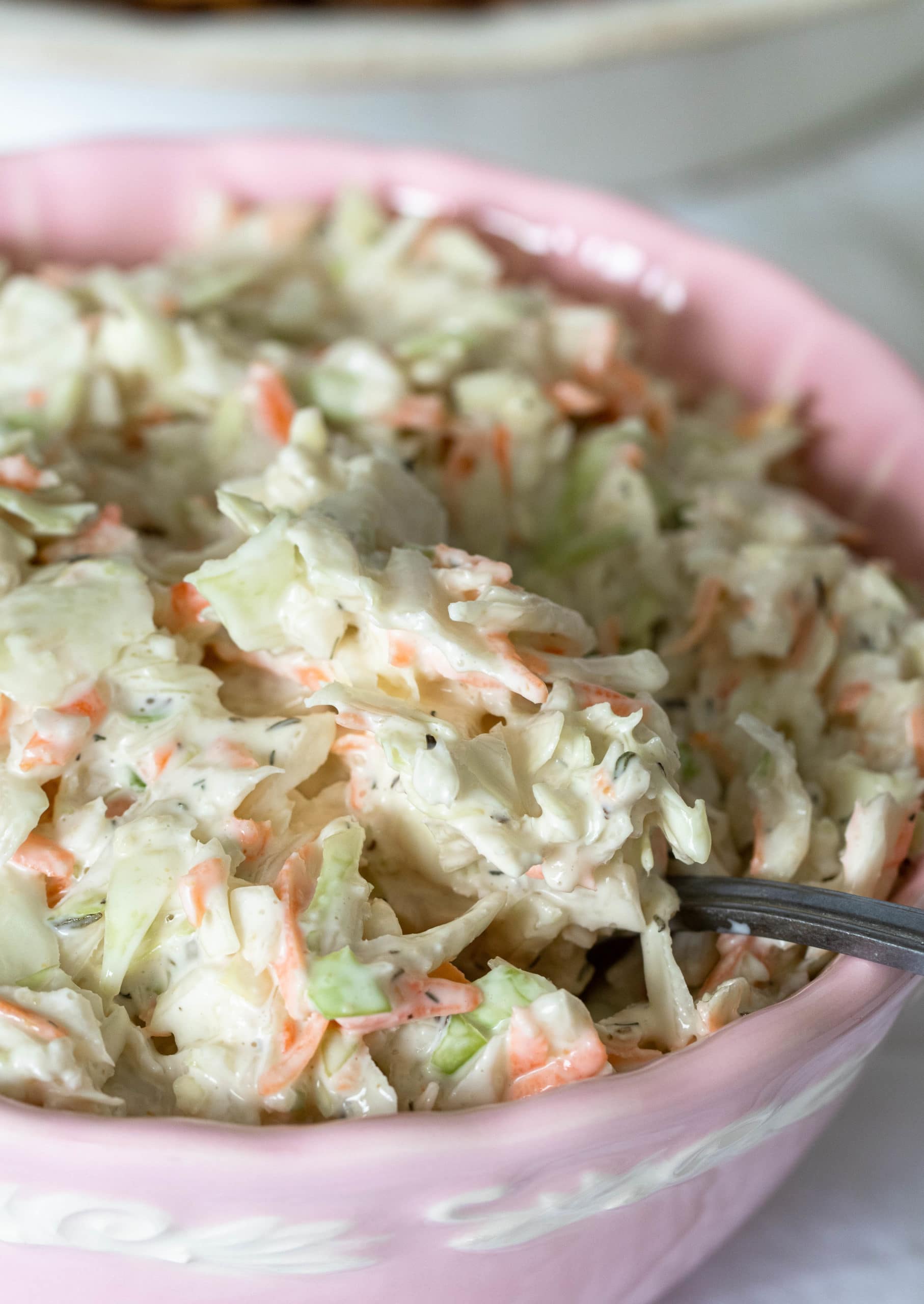 Creamy keto coleslaw is healthy, clean, and easy to prepare with only 6 ingredients.