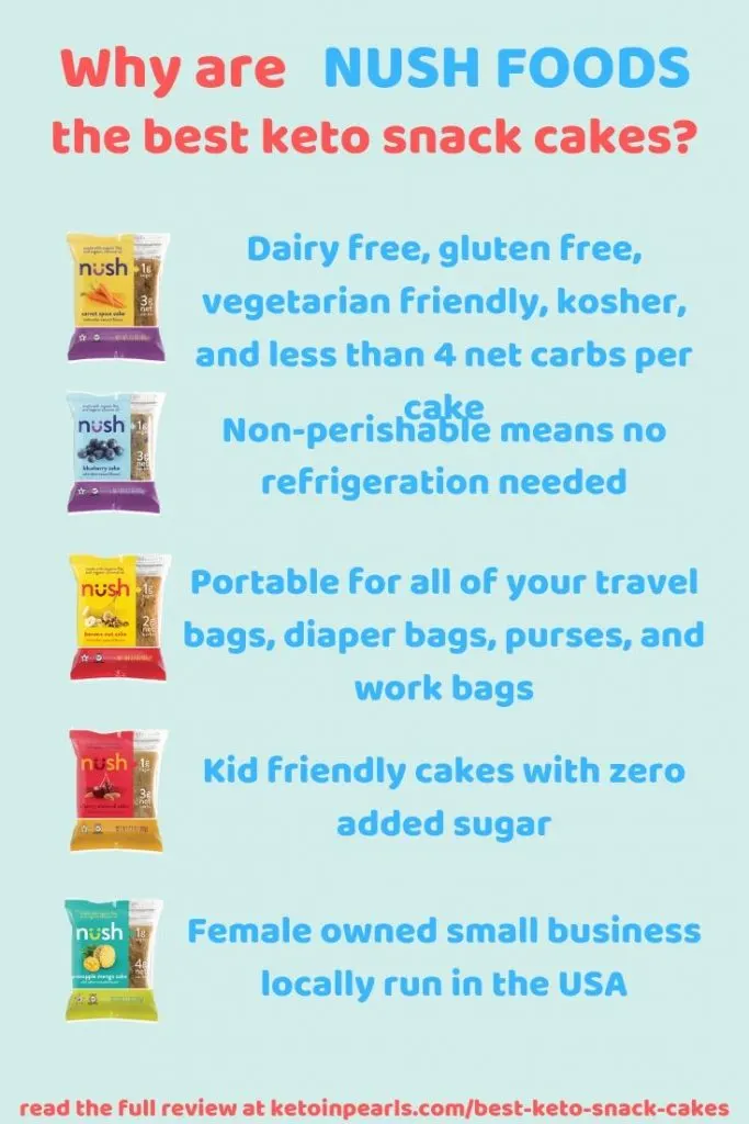 If you're looking for pre-packaged keto snack cakes that are low in carbs and big on flavor, then Nush Foods cakes are for you! 