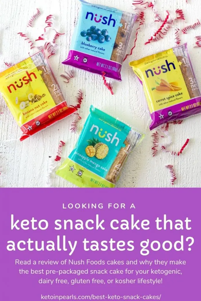 If you're looking for pre-packaged keto snack cakes that are low in carbs and big on flavor, then Nush Foods cakes are for you! See why I love this brand and their mission in my review of Nush Foods.