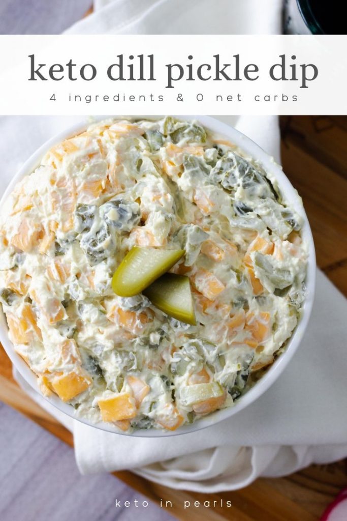 This nearly zero carb keto recipe is perfect as a keto snack, keto party food, or keto appetizer! If you love pickles, you're sure to love this keto pickle dip!