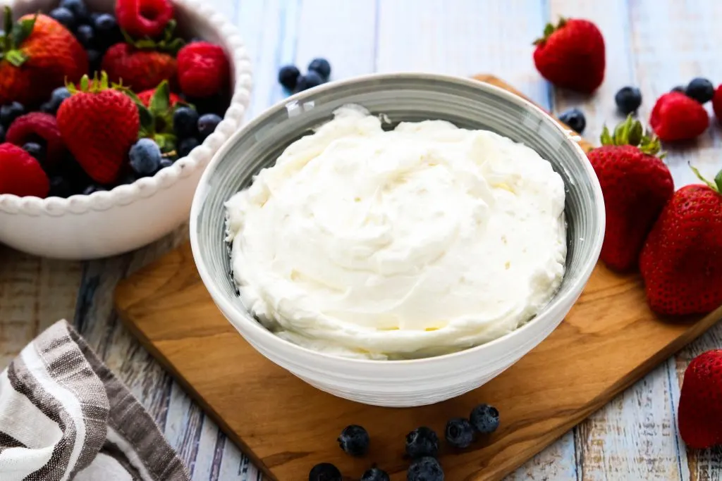 Sugar free keto cool whip made with just 3 ingredients. Better than whipped cream, keto cool whip is perfect for cake frostings, dipping fruit, or trifles.