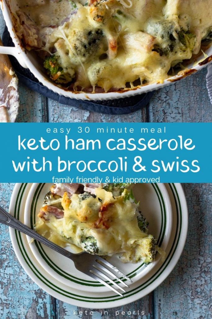 Use leftover holiday ham, or store bought cubed ham, in this easy keto ham casserole that tastes just like your favorite ham and cheese sliders. 