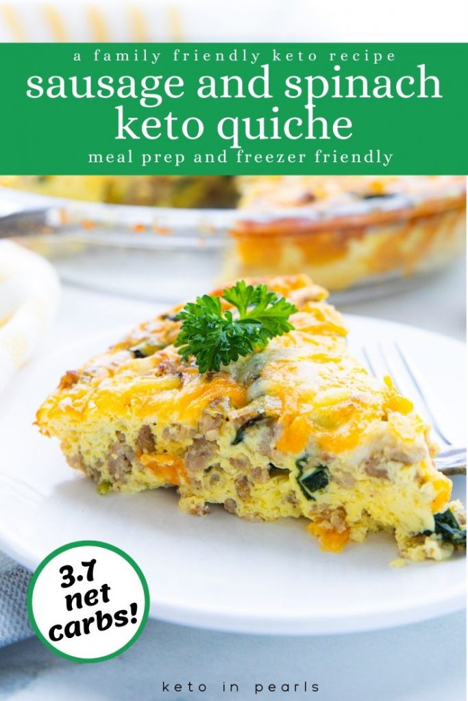 Savory and satisfying, this easy keto quiche with sausage and spinach is a treat any time of day. Whether it's breakfast, brunch, or dinner, you're going to love this crustless twist on a French classic. 