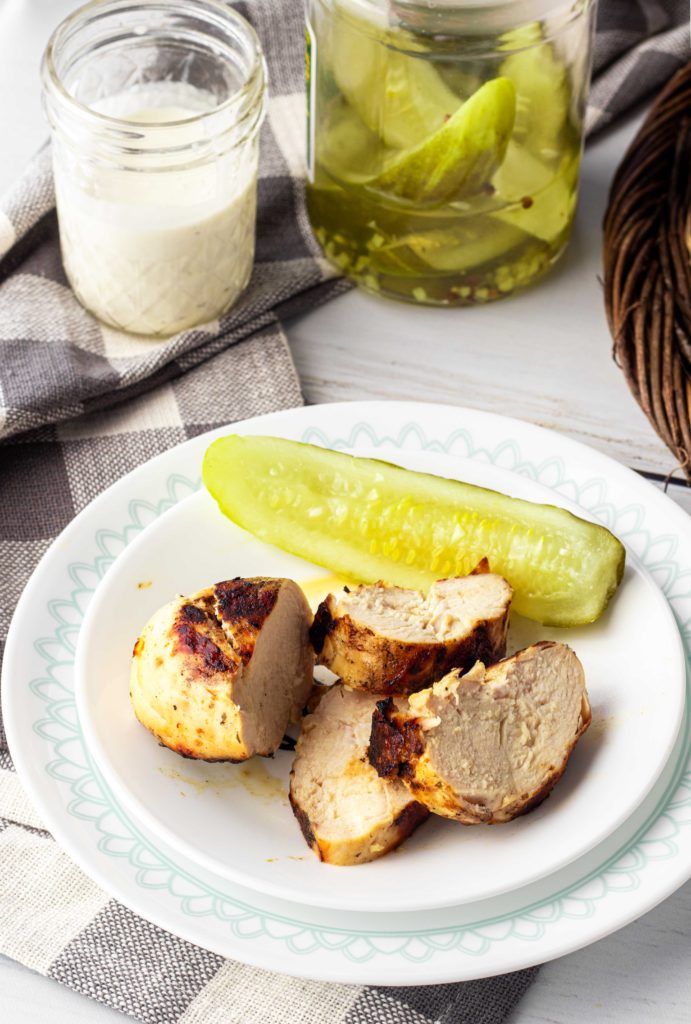 This keto grilled chicken is for all the pickle lovers! Bonus, you only need 3 ingredients to make this tangy and herby dairy free grilled chicken! If you haven't tried combining dill pickle and ranch, you're in for a real treat with this easy keto chicken recipe. 