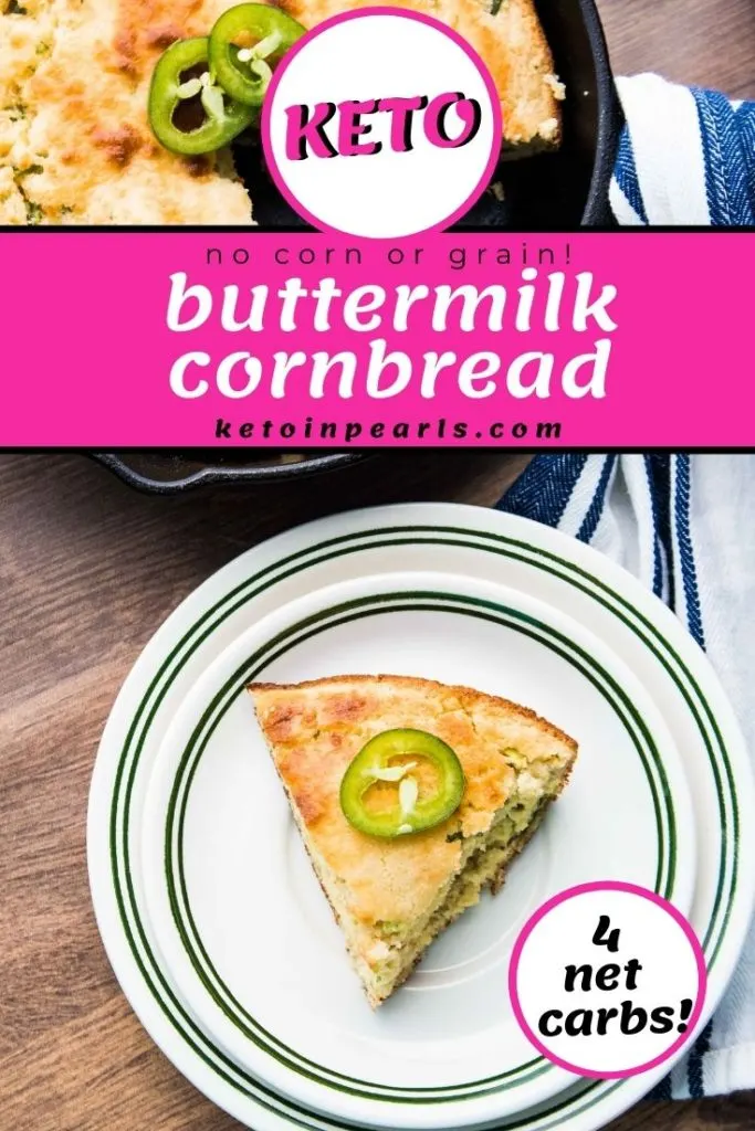 Southern style keto buttermilk cornbread that tastes just like a hushpuppy! Crispy edges, a soft crumb, and the tang from buttermilk make this the best low carb buttermilk cornbread ever.