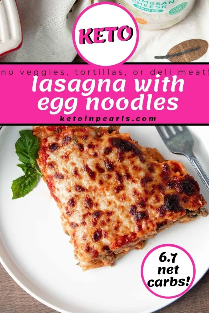 A cheesy, layered, classic keto lasagna with meat sauce and real noodles! This low carb lasagna is hearty and robust and just like a real lasagna should be. No grains, no deli meat, and no veggie noodles!