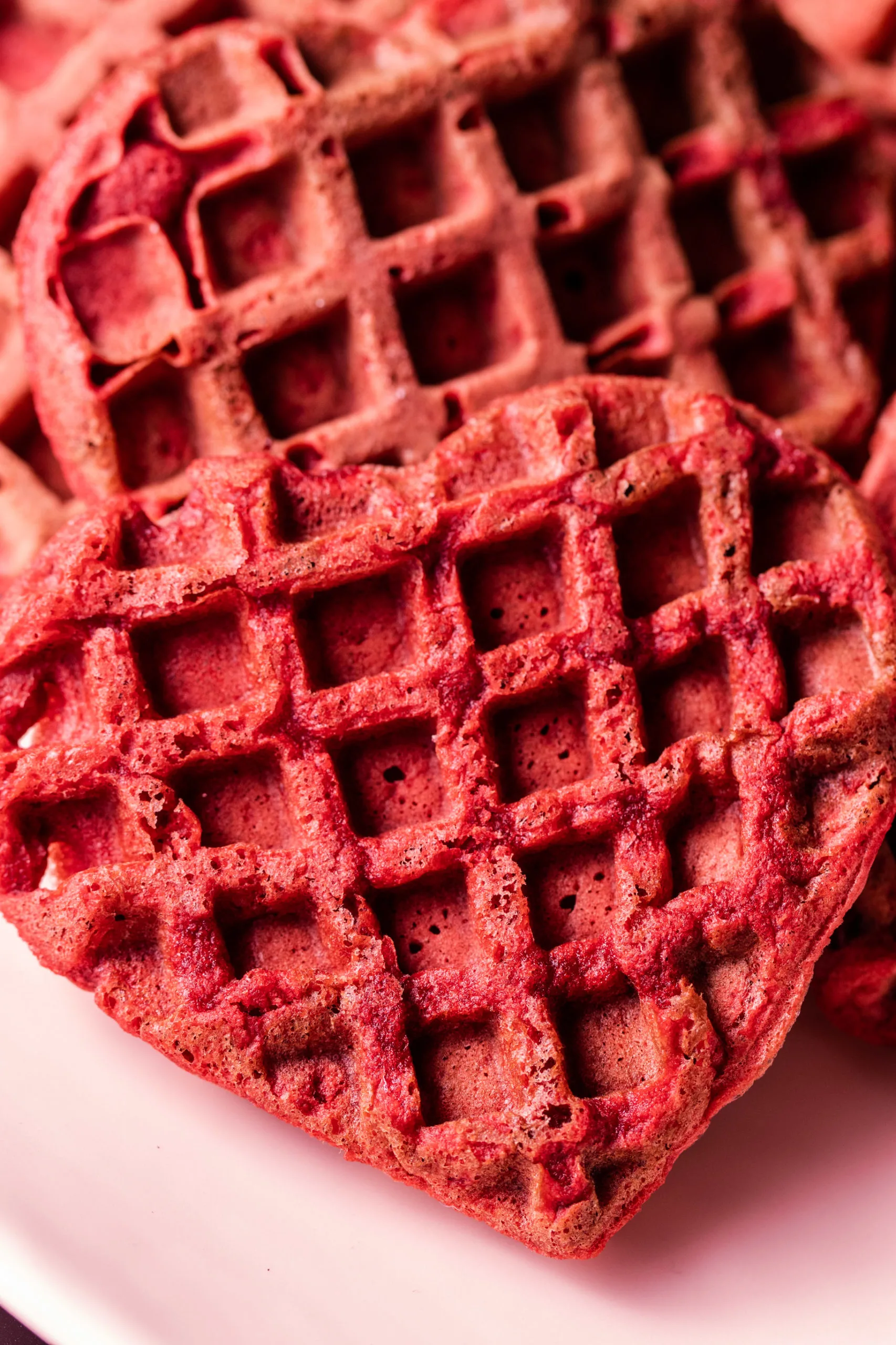 Keto red velvet heart shaped waffle