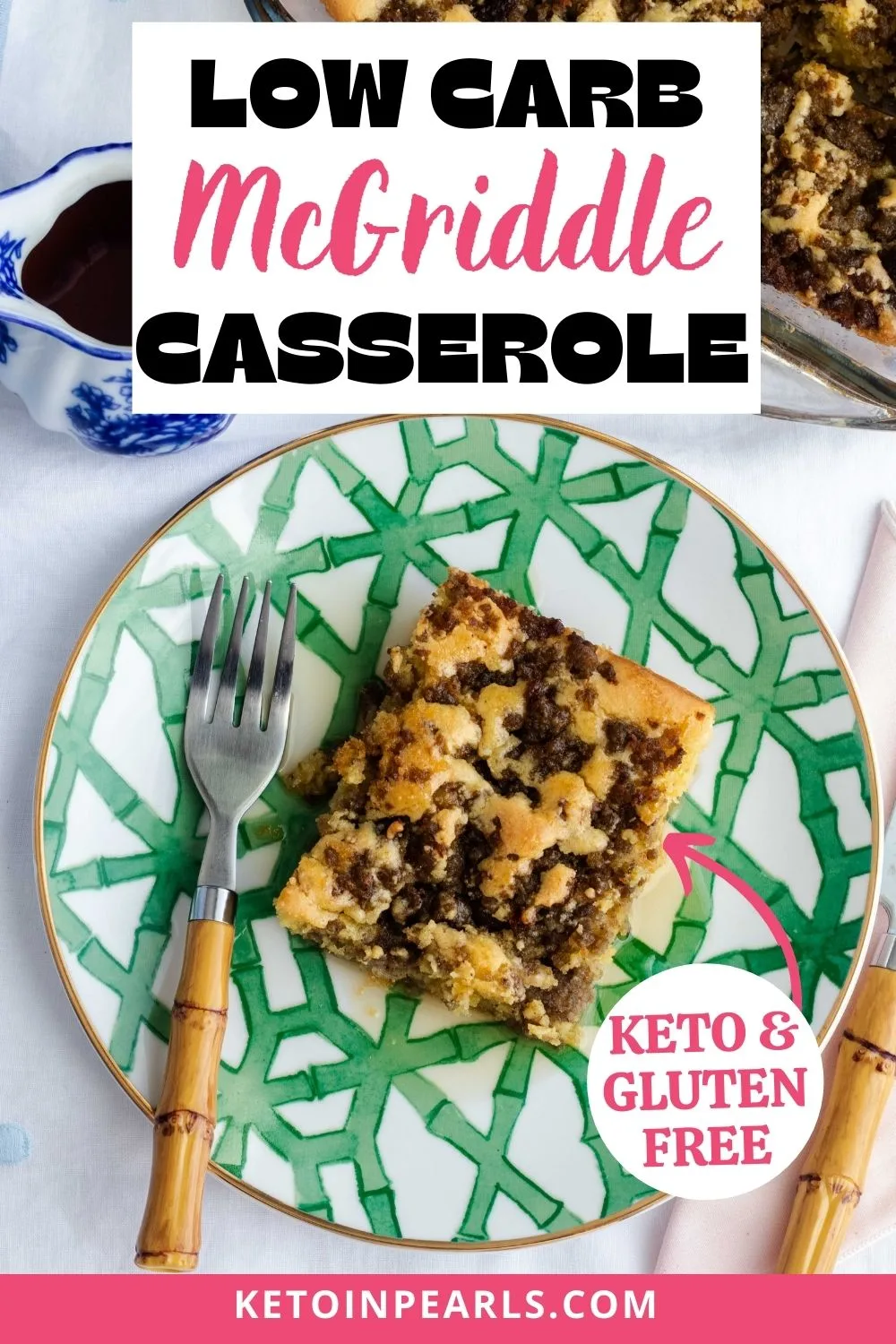 Low carb breakfast casserole- McDonald's copycat McGriddle. 4 net carbs.