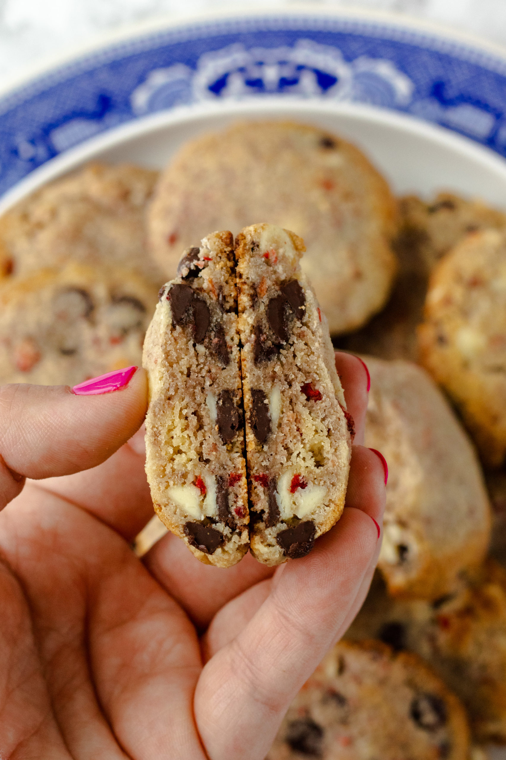 Low carb cookies with chocolate chips and strawberry