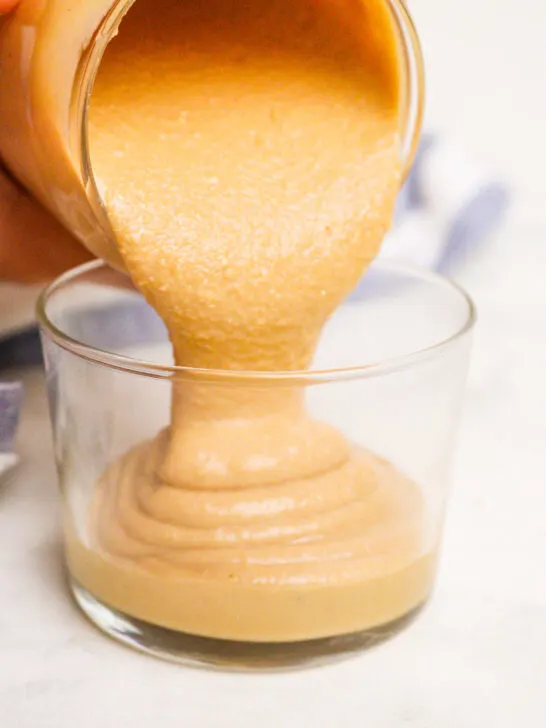Homemade peanut butter in a cup