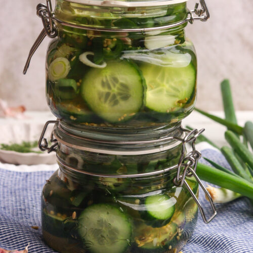 Pickled cucumber in a jar
