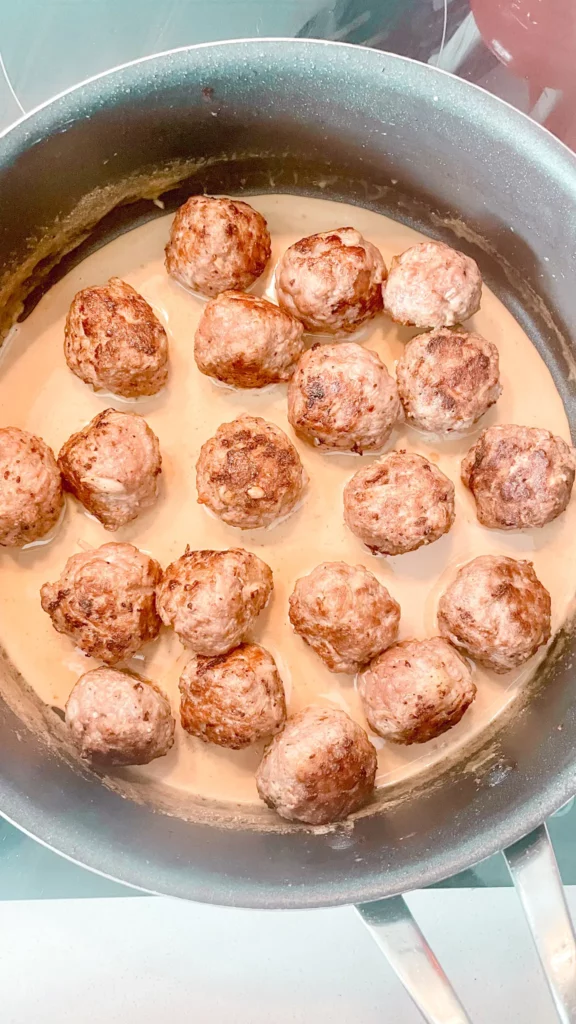 Keto Meatball Recipe in the pot top shot